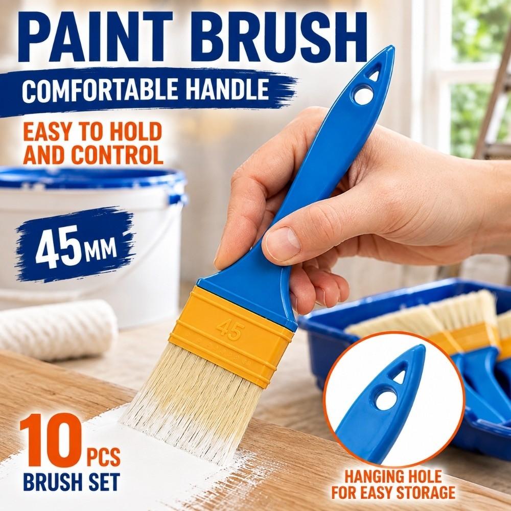 10pcs Nylon Bristle Flat Brush Set High Elasticity Chip Brush Flat Paint Brush Dust Cleaning
