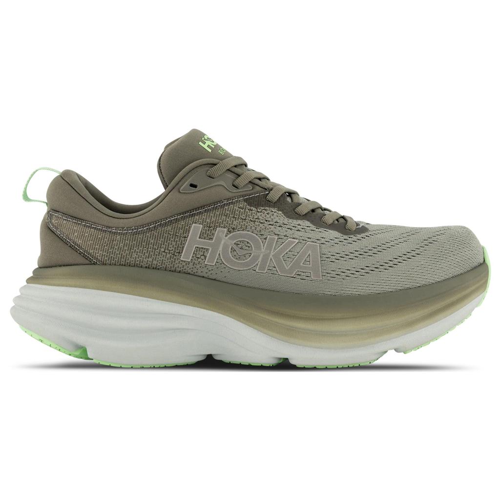Hoka One One Bondi 8 Comfortable Versatile Stylish Rebound Shock Absorption Lightweight Low-Top Running Shoes Women sneaker Gray Green 1127952-OHMR