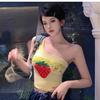 Pure Desire Sweet Hot Girl Off-shoulder Single Shoulder Suspender Vest Women Wear Tight Short Sexy Sleeveless T-shirt Top