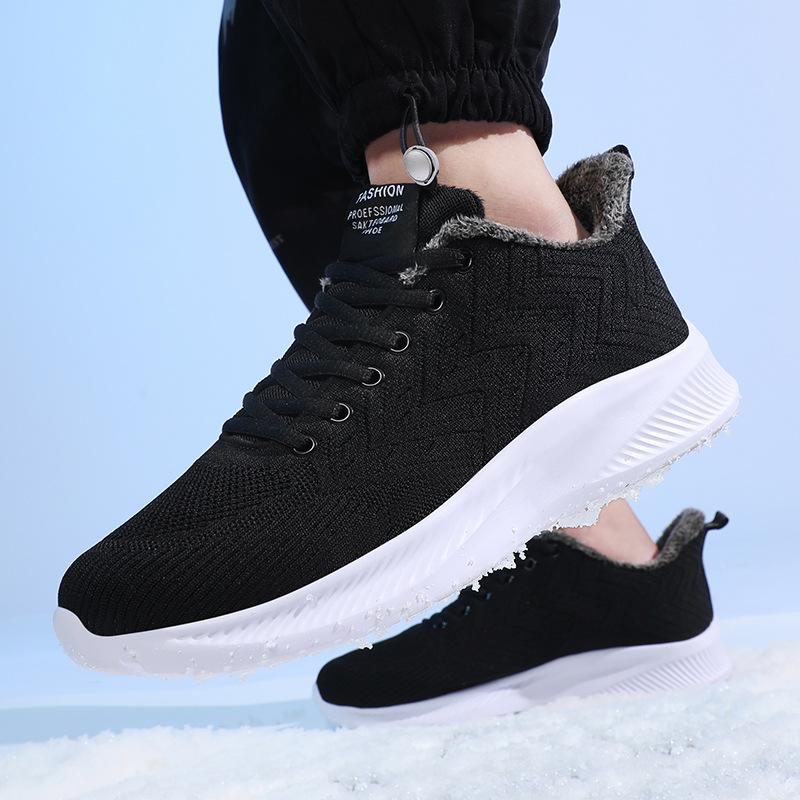 Mesh sneakers winter large size men's shoes warm shock absorption lightweight youth running shoes winter