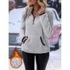 Womens Winter Fleece Pullover Hoodie With Half Turtleneck Zipper Pocket Casual Long Sleeve