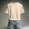Women's Casual Stylish Halloween Print V-Neck T-Shirt for Fall Holiday Party Outfit