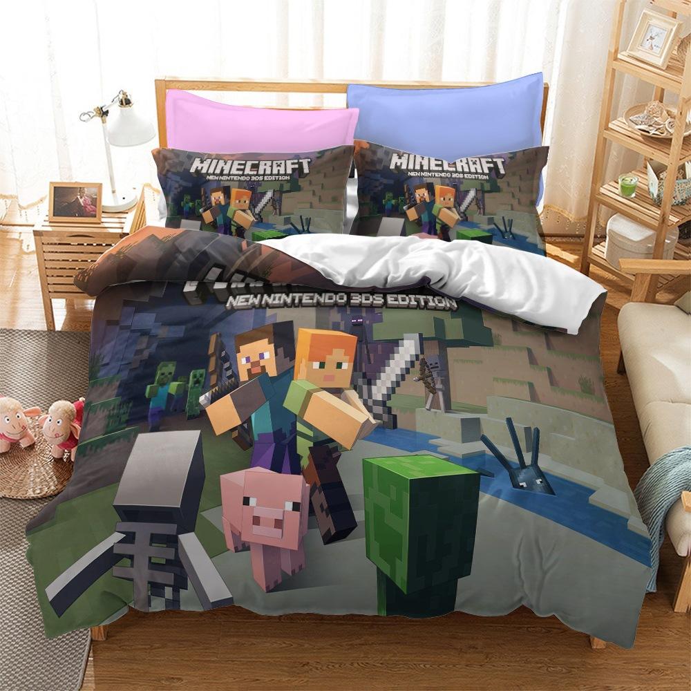 Roupa de Cama Minecraft Série Kit Três Peças Têxtil Lar Tecido Abrasivo Impressão Digital
