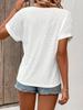 2025 Summer Women's Fashion Jacquard V-neck Short-sleeve Top