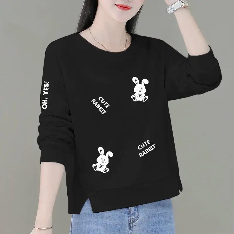 Women Korean Loose Base Shirt Short Top Pure Cotton Spring Autumn New Sweatshirt