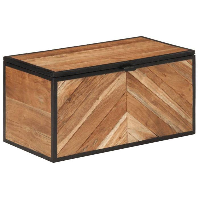 Boîte de rangement 60x30x30 cm bois massif d acacia et fer