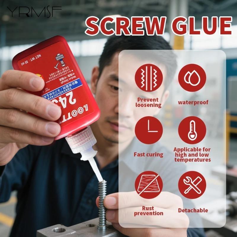 243 Medium Strength Blue Threadlocker 10ml 50ml, Anaerobic Adhesive Anti-Loose Sealant for Nuts Bolts Screws Fastening & Anti-Vibration