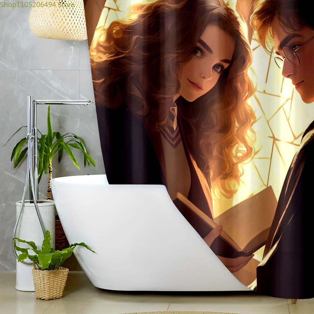 Anime-Themed Shower Curtain Inspired by Warner Bros, Perfect for a Romantic Bathroom Decor on Valentine'S Day, Made of Fabric