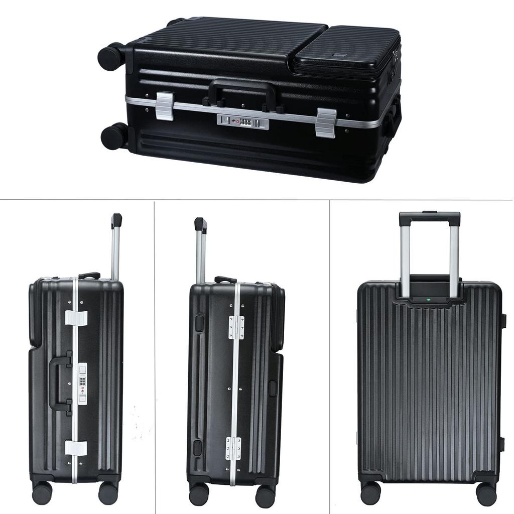 Aluminum Pure PC Large Carry Ultra 360 Degree Multifunctional Front Open Equipped with TSA Business Trip [Ashard] Suitcase, Carry-on, Frame, Material,