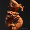 Yellow Poplar Wood Hand Carving Crafts Creative Dragon Shape Sculpture Decor South American Boxwood, Dragon Year Decoration, 1Pc