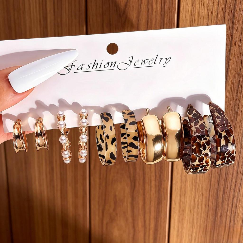 5-Piece French Retro Gold Pearl Ear Cuff Set for Women