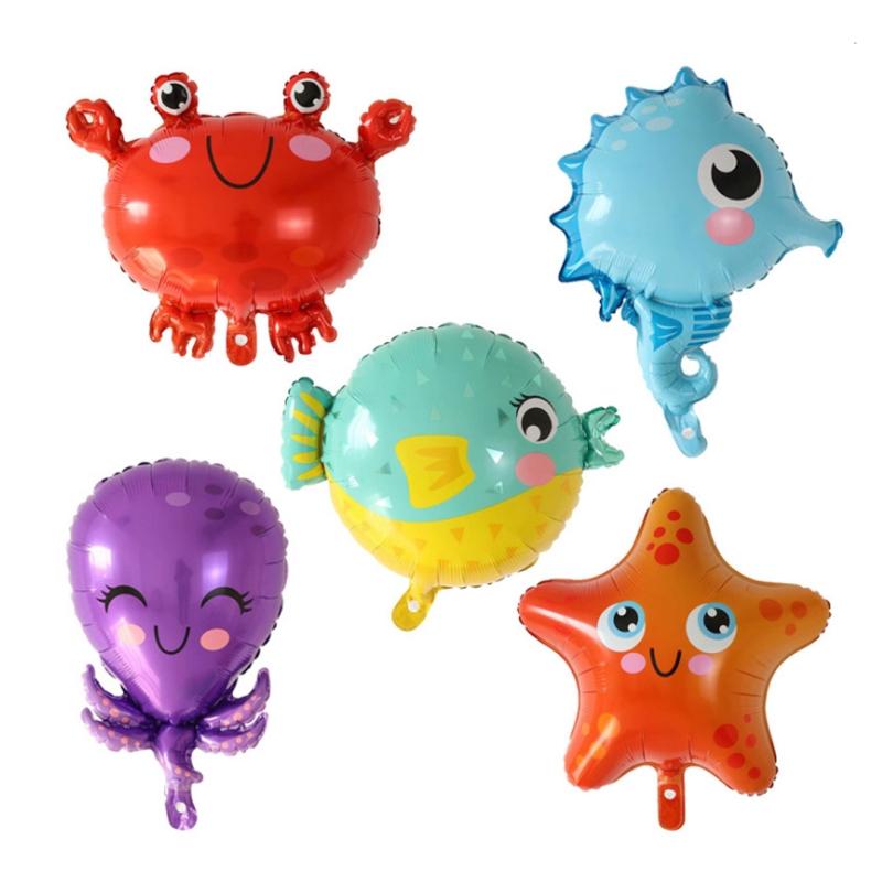 

5Pcs/Set Ocean Themed Party Decorations Marine Organism Protection Sea Party Decorations Starfish Octonauts Seahorse Cute Marine Ballons