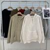 Large Size Lazy Wind Hooded Sweater for Women To Wear Autumn and Winter New Loose Design Semi-zipper Knitted Sweater Top for Women