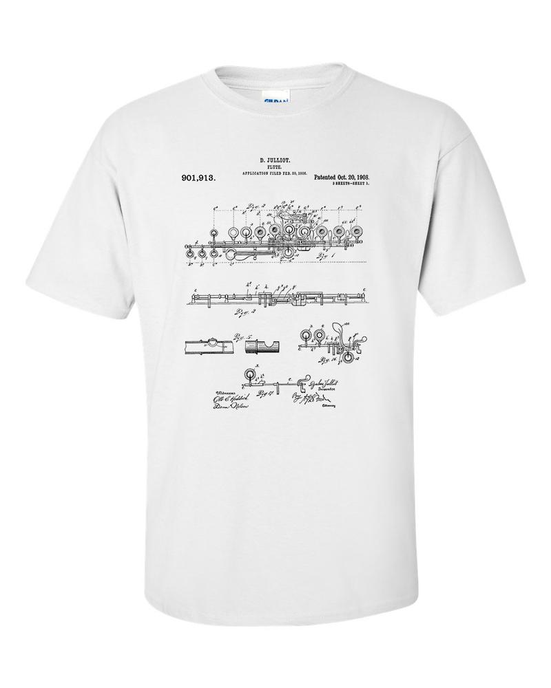 Flute Patent Blueprint Woodwind InstruUnisext Musician TShirt 2XL