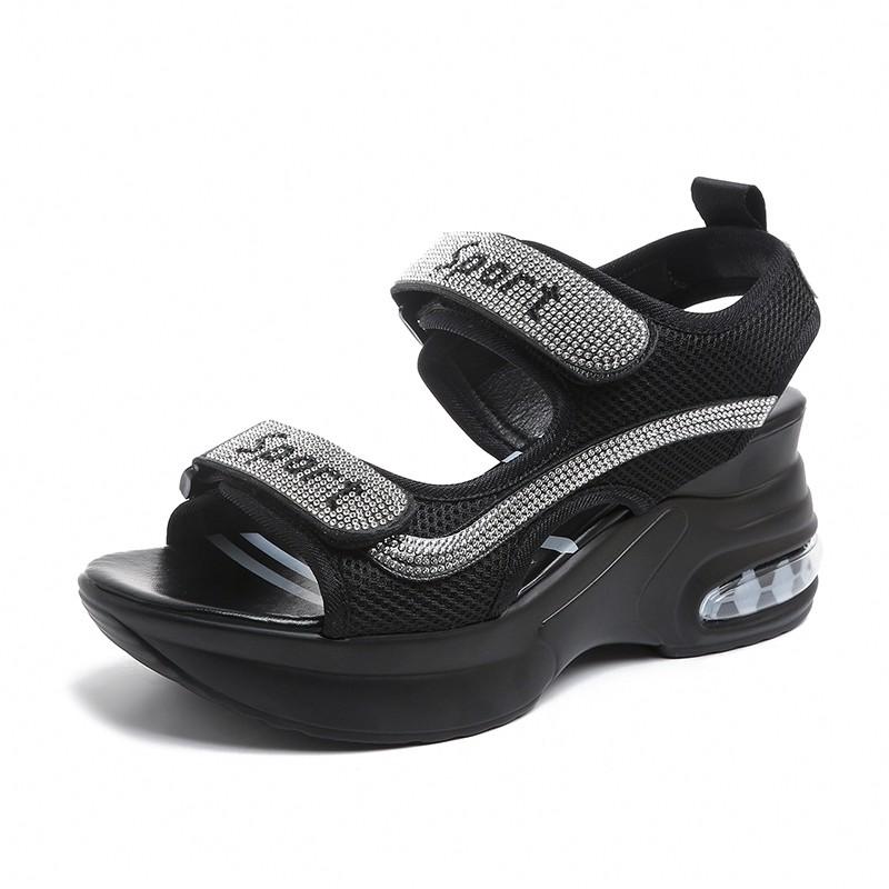 

Модные Роскошные Женские Босоножки на Платформе Новые Летние Универсальные на Танкетке с Подъемом Женская Обувь Роскошные Сандалии Пляжная Обувь Chaussure Femme 36