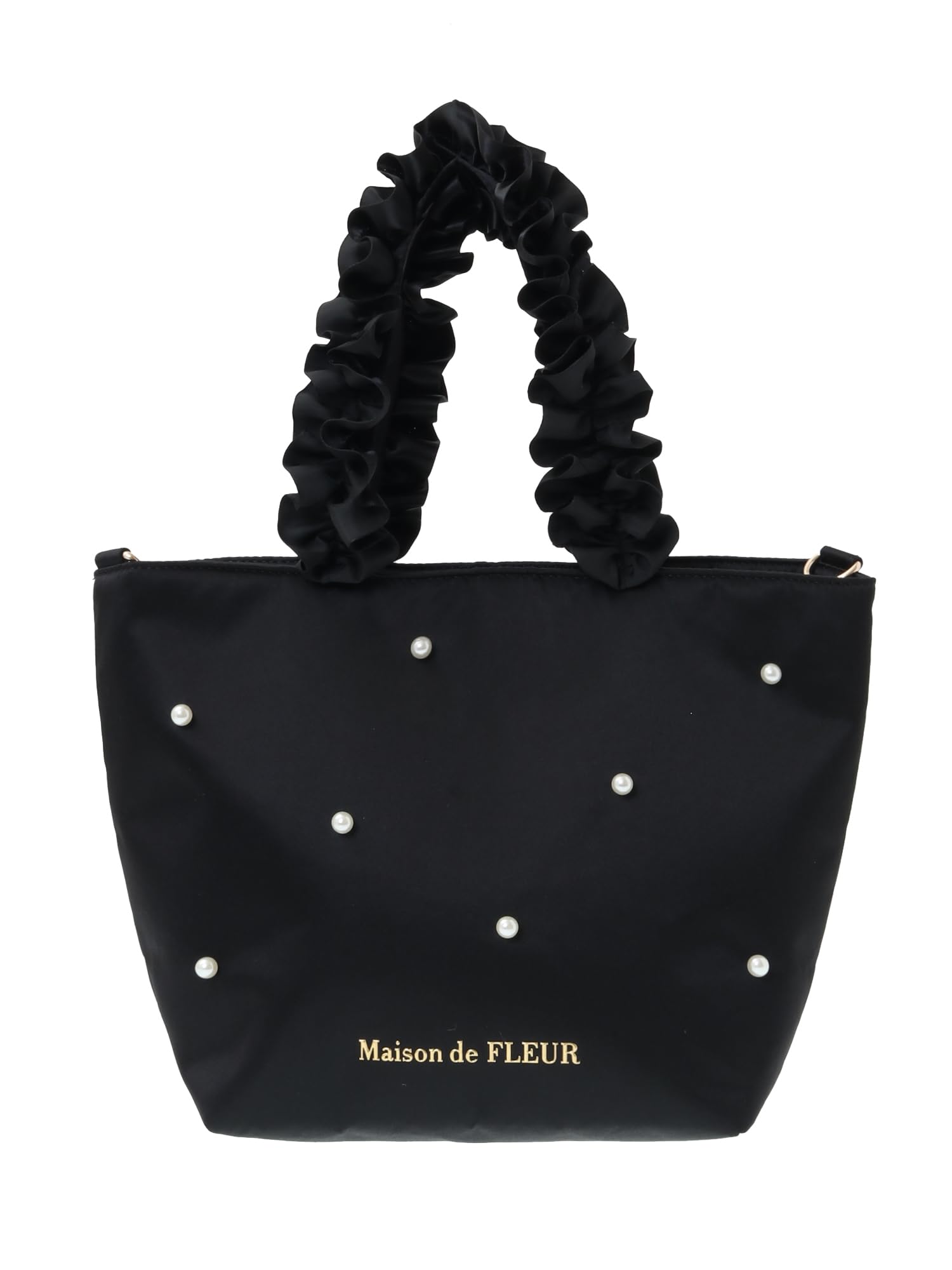 

de Bag Сумка-тоут Pearl Satin с оборками и ручкой 8A42F0J3200 черная [Maison Fleur] 2-сторонняя женская