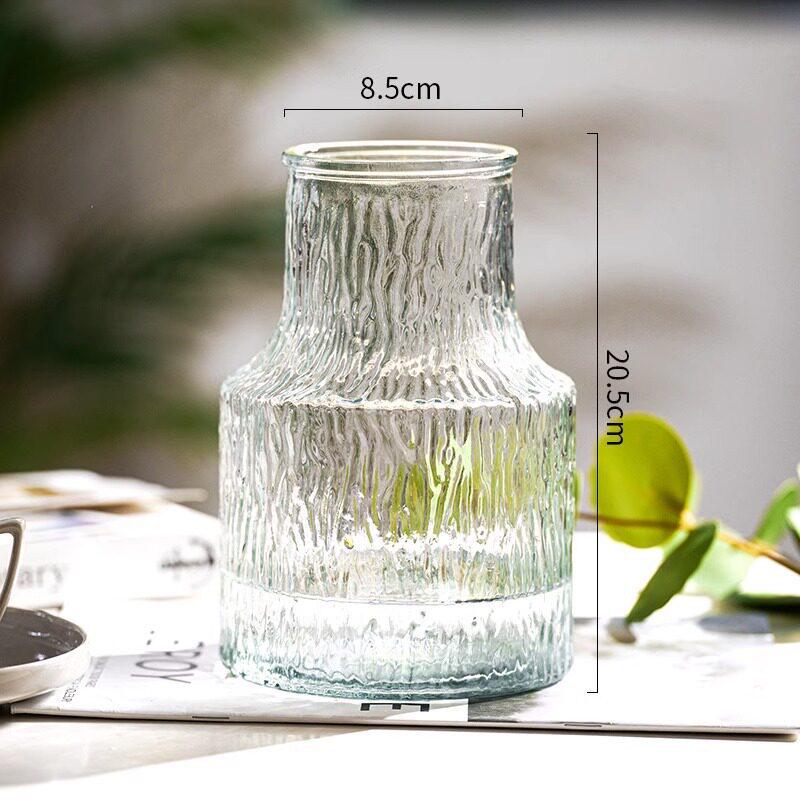 Nordic Glacier Glass Vase for Fresh Flowers, Large Transparent Hydroponic Flower Arrangement Decor for Living Room.