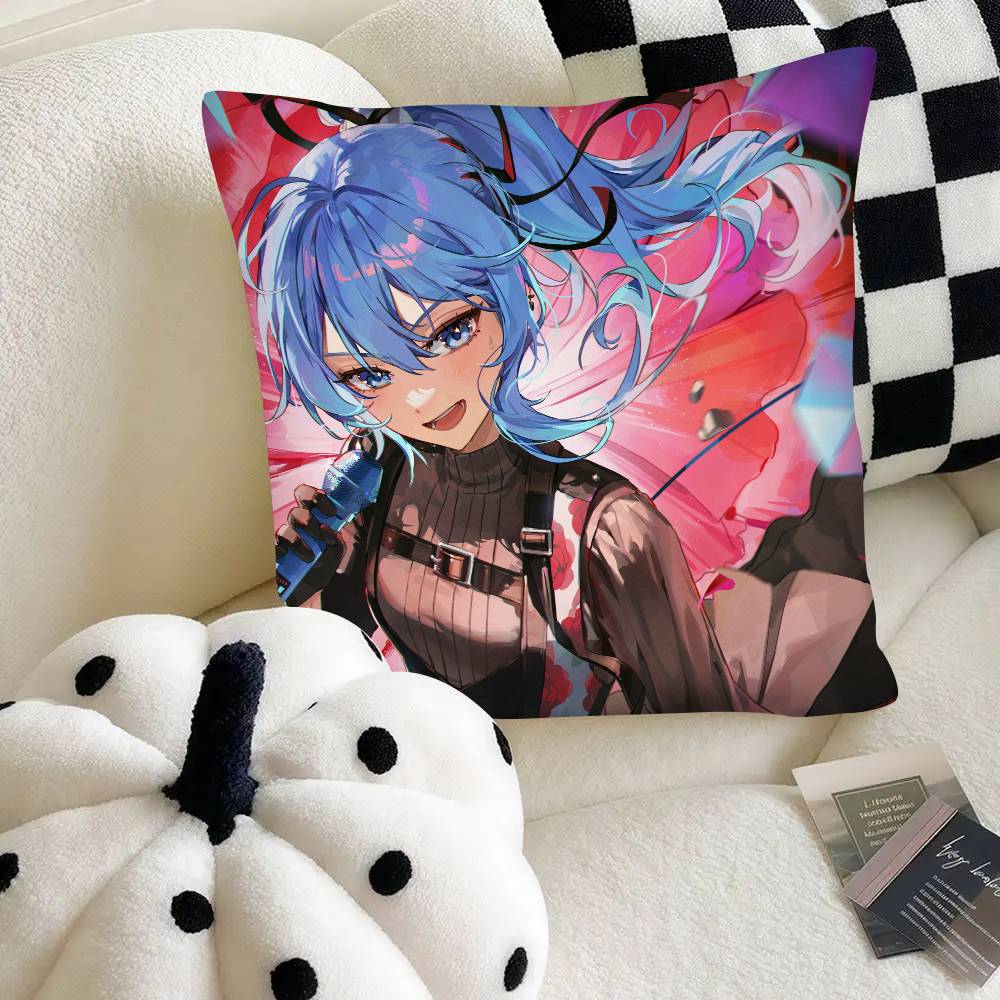 Anime Virtual Girl Hoshimachi Suisei Pillow Case Fashion Square Pillowcase Bedroom Sofa Room Ins Decoration Leisure