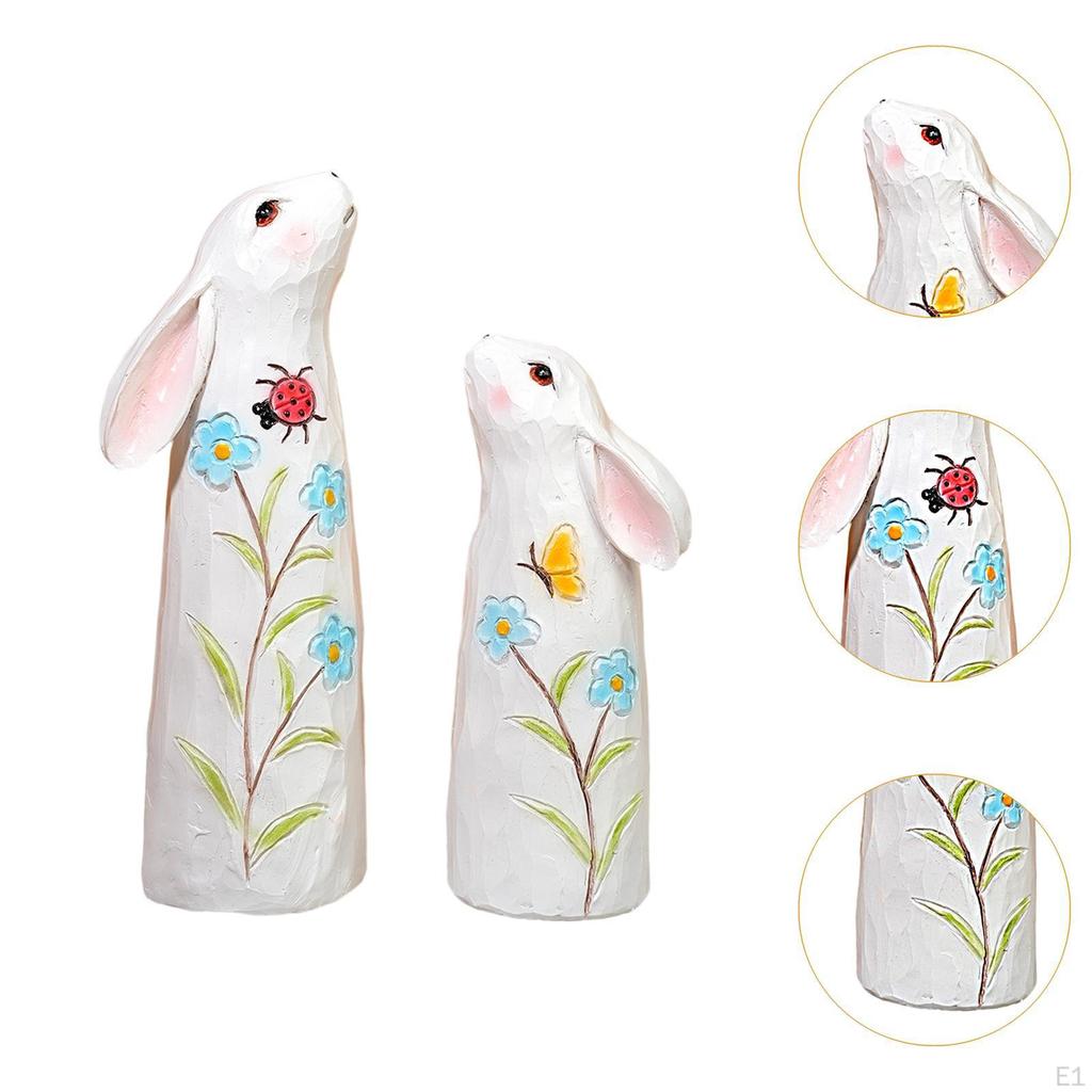 2 Stück Osterhasenstatue Tierskulptur Hasenfigur für Tischdekorationen Bücherregal