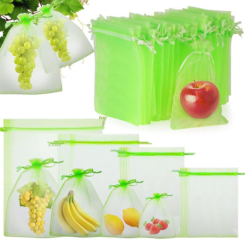 30Pcs Green Netting Fruit Grow Bags Vegetable Plant Fruit Protection Bags For Pest Control Anti-Bird Garden Tools