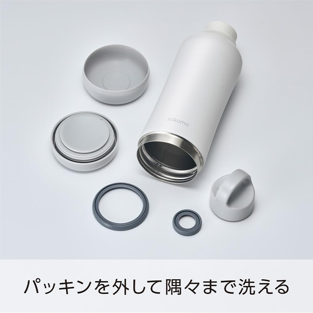 Doshisha Water Bottle Stainless Steel Bottle Vacuum Insulated Thermos Easy to Wash Blue sokomo [Washable Bottle] 1.0L Heat/Cold
