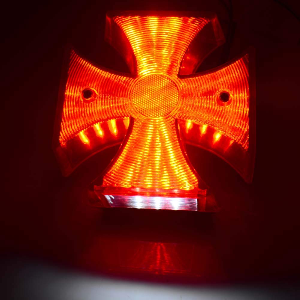 Geafos Cross Tail Light Normal Bulb Tail Light Iron Cross Tail Lamp Cross Cross