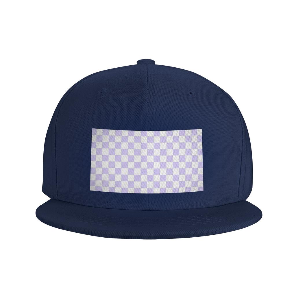 White and Pale Lavender Violet Checkerboard Baseball Caps Snapback Baseball Hats Casual Casquette Outdoor for Unisexs And WoUnisexs