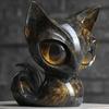 1/2Pcs Enigmatic Cat Sculpture Big Eyes Gaze Black Cat Statue Resin Figurine Home Office Desktop Decoration Ornament
