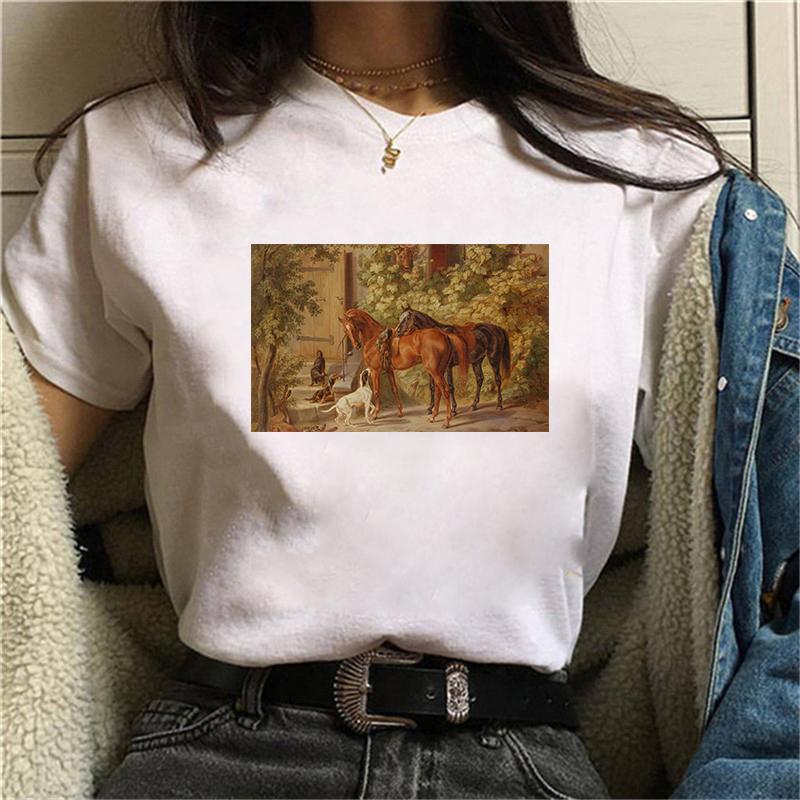 Women T-Shirt New Style Art Oil Painting Short Sleeves T Shirt Summer Fashion Harajuku Oversized T-Shirt Female Casual Clothes