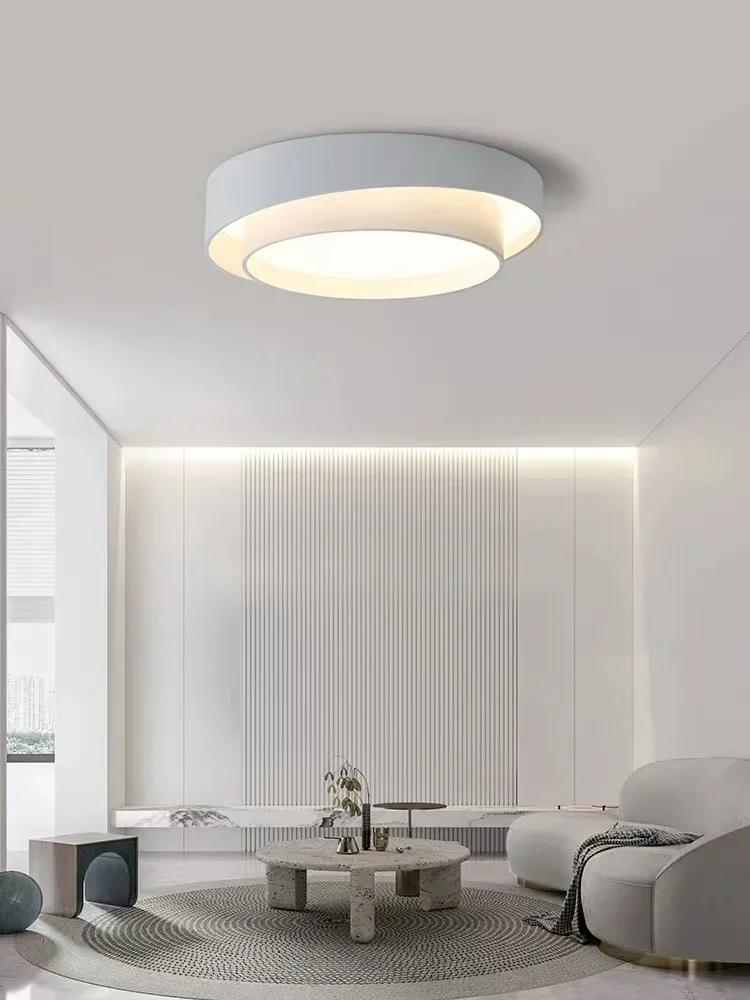 Modern Round LED Ceiling Lamp Bedroom Ceiling Light 30cm/40cm/50cm Black White Chandelier Minimalist Home Decor Lighting Fixture