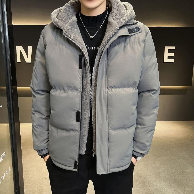 Fake Two-piece Cotton-padded Jacket for Men's Winter Loose Waterproof Thickened Fleece Short Cotton-padded Jacket Hooded Cotton-padded Jacket