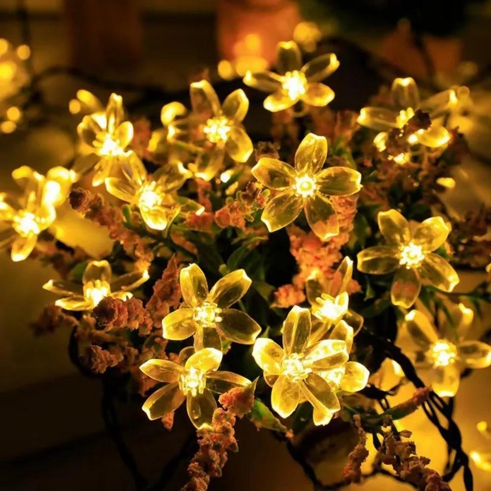 Outdoor Solar Lamp LED Cherry Blossom Fairy Light String Garden Christmas Holiday Decor Solar Garland Wedding Party Decoration