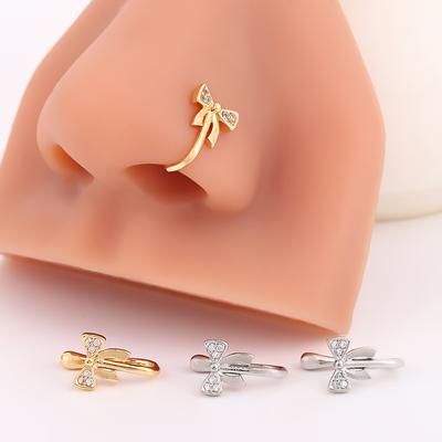 Personalized Zircon Bow U-Shaped Nose Clip Retro Nose Ring Fashionable Cool Non-Piercing Nose Jewelry