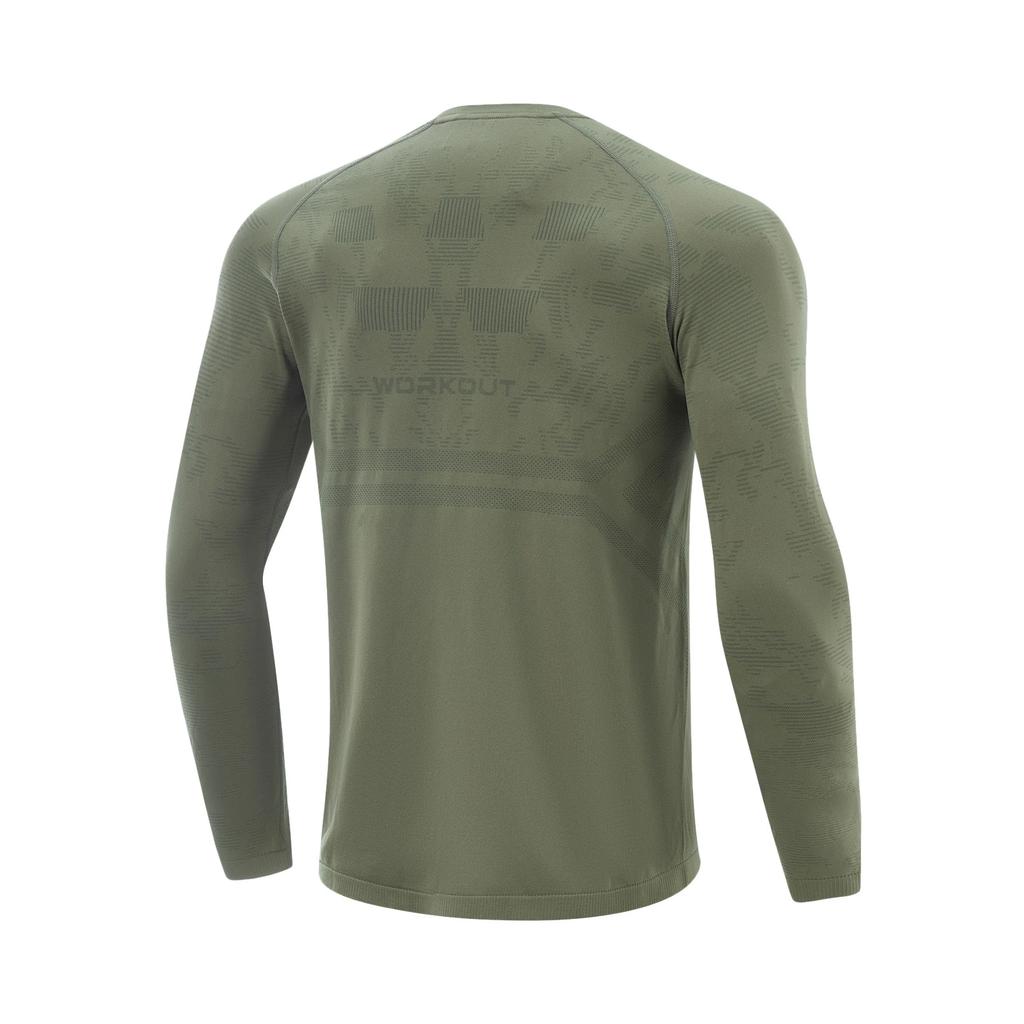 Li-Ning Comfortable Breathable Versatile Slim Fit Long Sleeve T-Shirt Men Tops Tea-Green ATLV047-2