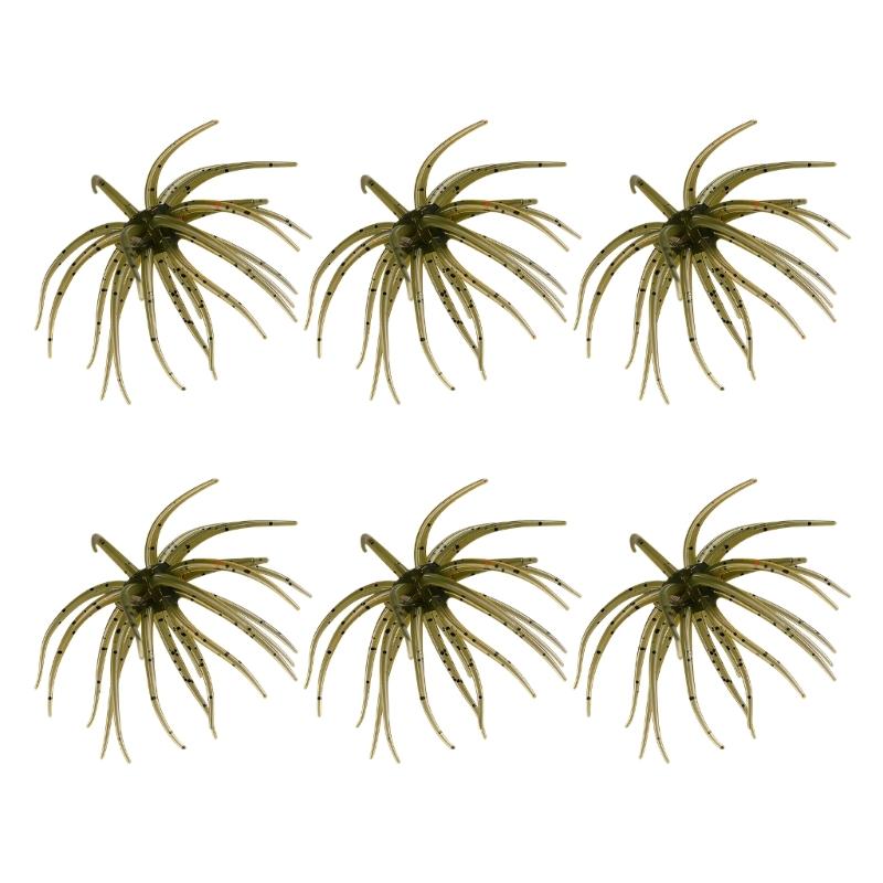 

6Pcs Floating Soft Baits Fishing Sea Urchin Lures Slow Sinking Artificial Baits For Fishing Enthusiasts Easy to Use темно-зелений колір
