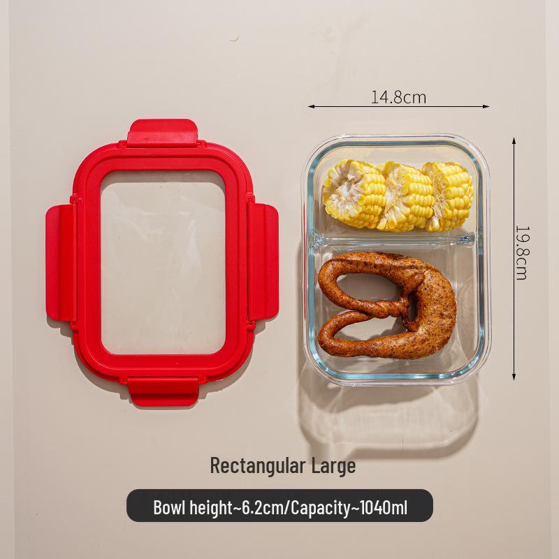 High Borosilicate Glass Lunch Box - Office Worker Bento Box with Fresh-Keeping Seal