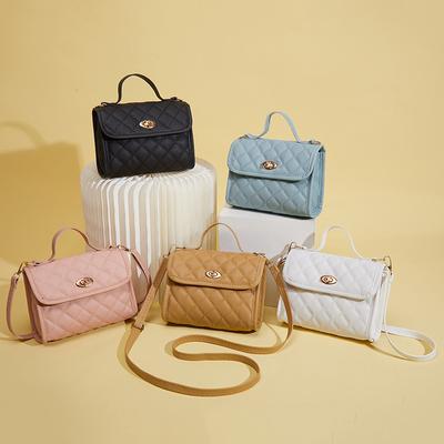 Korean Version of Small Square Bag Women's Bag Mobile Phone Bag Diamond Chain Embroidery Bag