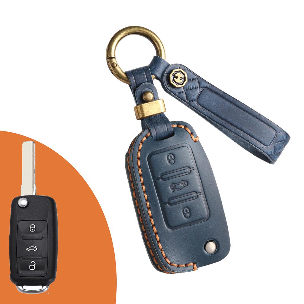 Hot-selling model car key cover is suitable for Volkswagen Maiteng Langyi folding high-end car key bag.