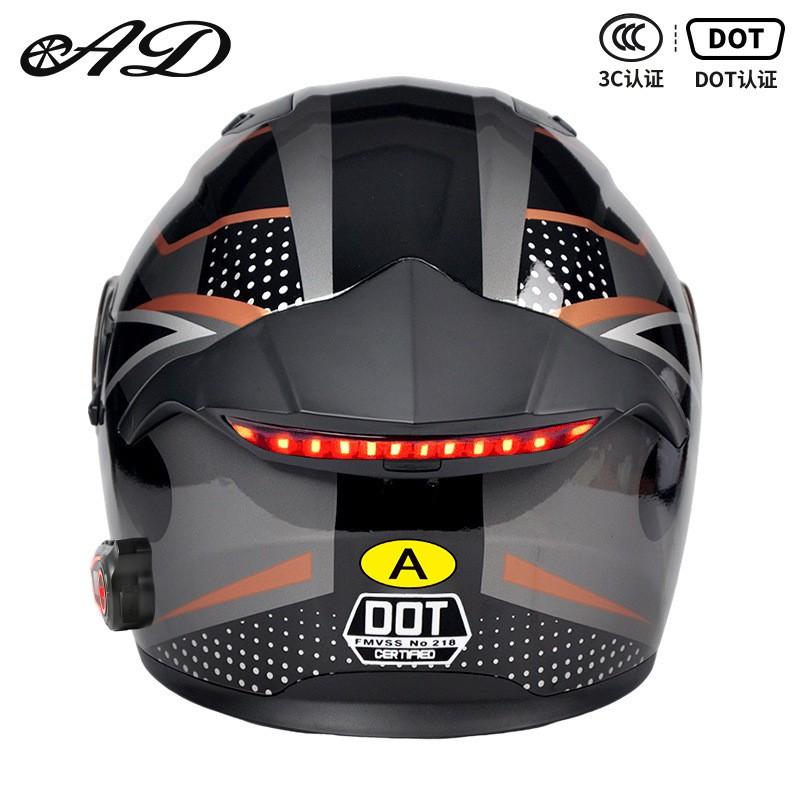 Bluetooth Smart Tail Light Motorcycle Flip-Up Helmet Men Women All Season Full Face Off-Road Riding