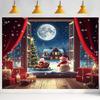 Winter Solstice Christmas Tapestry Snow Scene Window View Living Room Backdrop Wall Hanging Decor Room Decoration