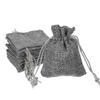 2.7x3.5 Inch Burlap Bags with Drawstring, 50 Pcs Linen Favor Gift Bags Reusable Jewelry Pouch Sacks for Party Christmas Festival, Gray