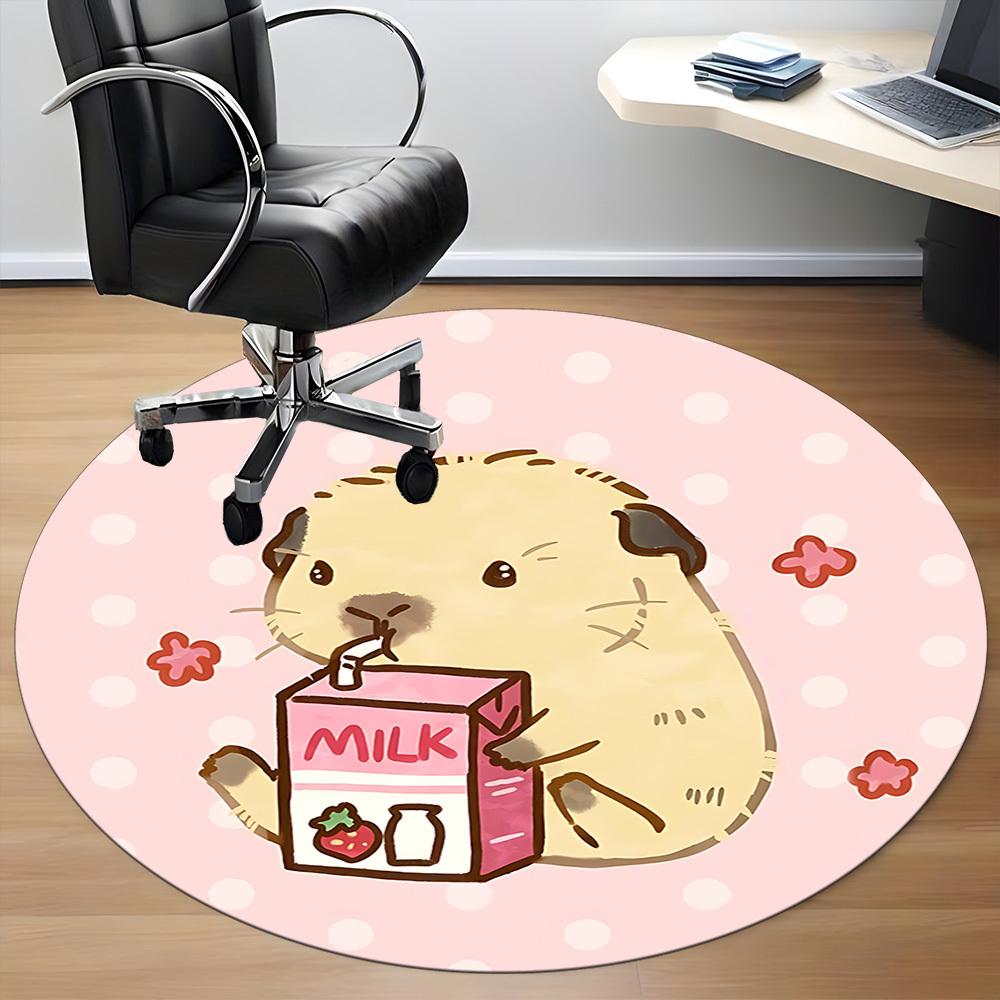 1pc Hamster Milk Office Round Rug, Carpet for Office, Gaming, Lightweight Round Floor Mat yy260205092