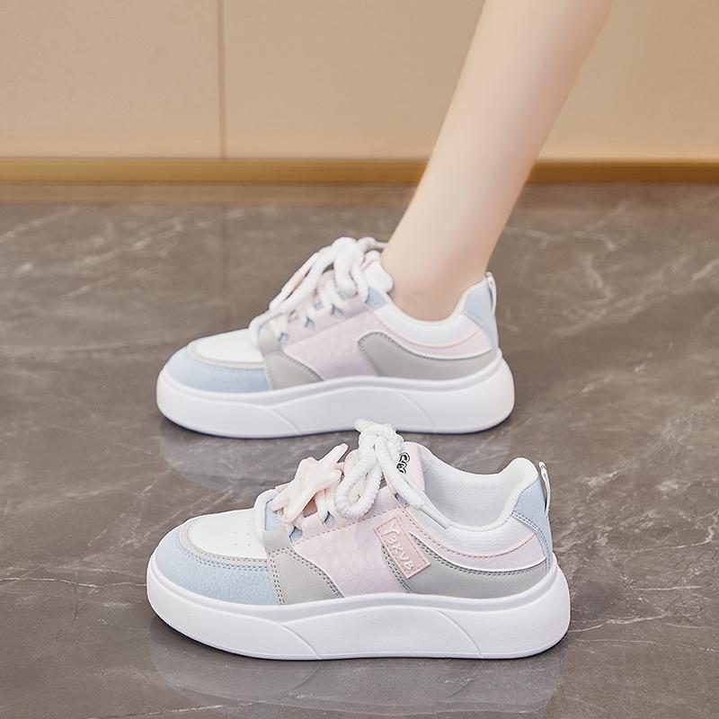fashion 2024 Autumn Fashion New Women's Comfortable Solid Color Lace-up Low-top Simple Breathable Sneakers