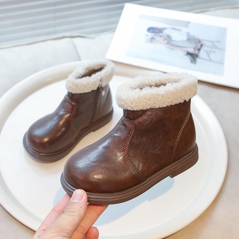 

Обувь для девочек хлопковая обувь 2025 осень и зима новая обувь для мальчиков зимние ботинки бархатные детские ботинки ботильоны для детей старшего возраста зимние ботинки 26