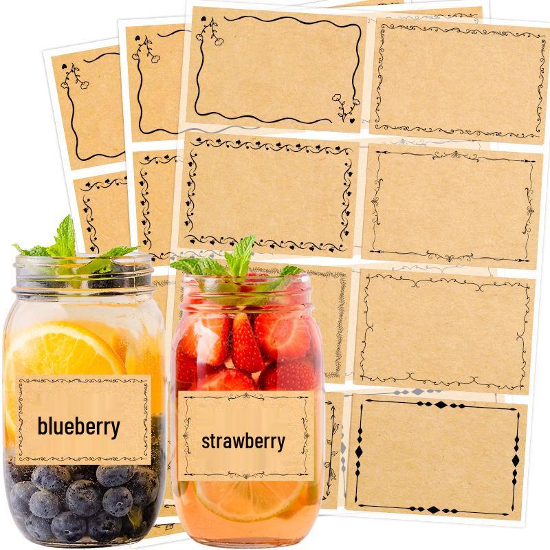 Kraft Paper Border Stickers: 80-Pack Blank Adhesive, Handwritten Storage Labels In Stock
