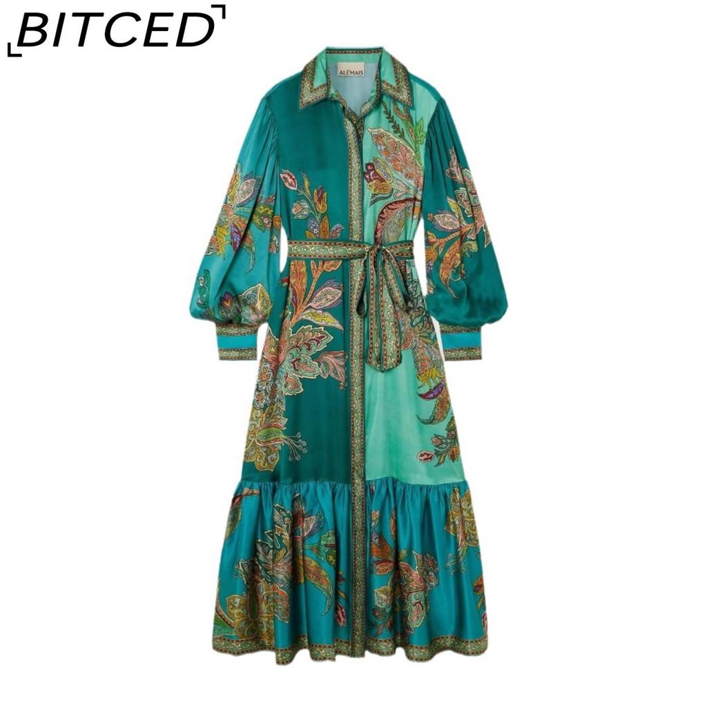 BITCED Women's Summer Sexy Fashion Strapless Satin Positioned Print Dress