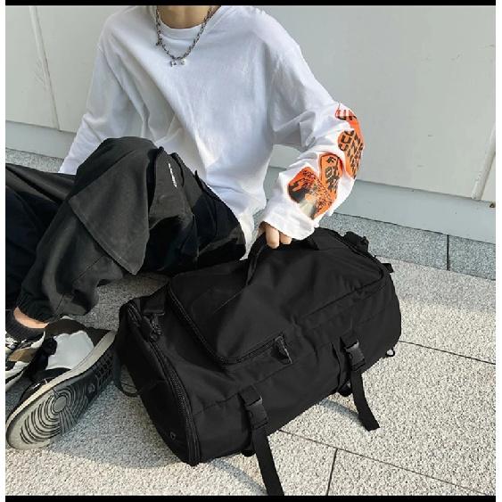 Gym Travel Backpack Black Round Bag for Men Women Casual Outdoor Sports Shoulder Crossbody Bag Training itness Weekender Duffel