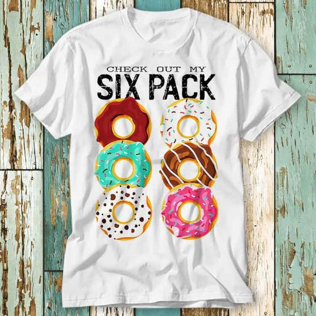 Donut Six Pack GYM Fitness T-Shirt Top Design Unisex Ladies Mens Tee Retro Fashion Vintage Shirt S817