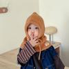One-piece Baby Balaclava Hat Ears Neck Knitted Cap Fashion Scarf Mask Hats  Children