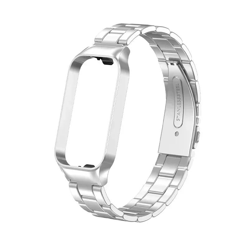 Stainless Steel Strap For Xiaomi Smart Band 8 Active Smart Watch Band Accessories Metal Bracelet Mi Band 8 Active Protector Case